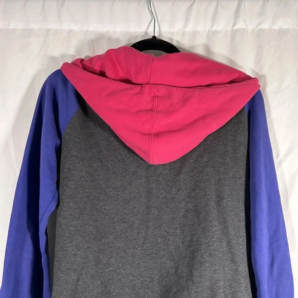 Nike Hoodie Women's Large Grey Purple Full Zip Drawstring Pockets Cotton Sweater - Picture 10 of 12